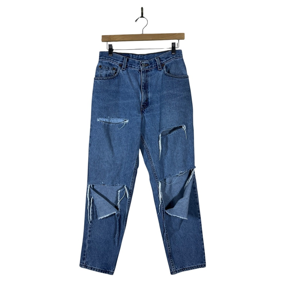 Levi's 550 Relaxed Fit Distressed Tapered Leg Jeans Blue Grunge 90s Size 10 PET